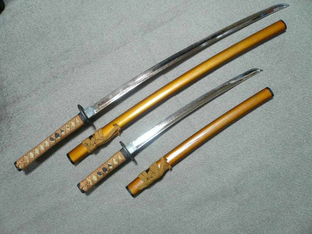 模造刀 日本刀 大小2本 金茶 富士 龍 大刀 脇差