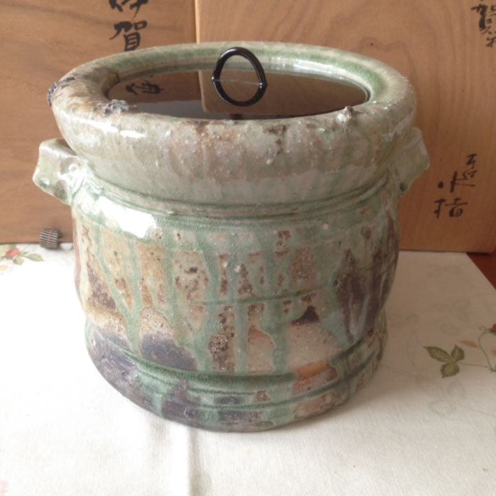 25日迄 ¥78,000からお値下げ中　伊賀　耳付水差　宗慶書付　清水日呂志造