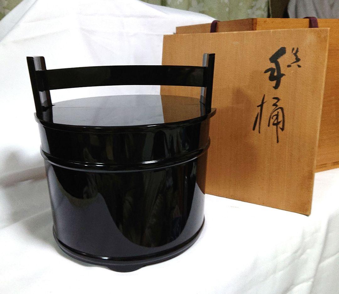 茶道具輪島塗手桶漆器 水指 A405