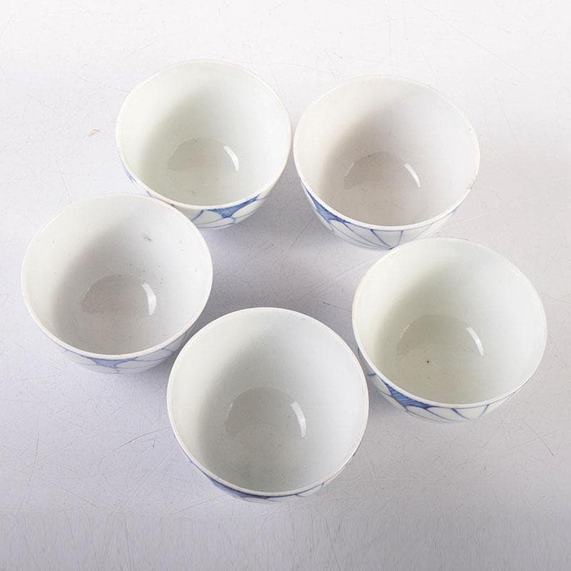 伊万里焼　古伊万里　染付　菊花文　煎茶碗　5客まとめて　C　7960