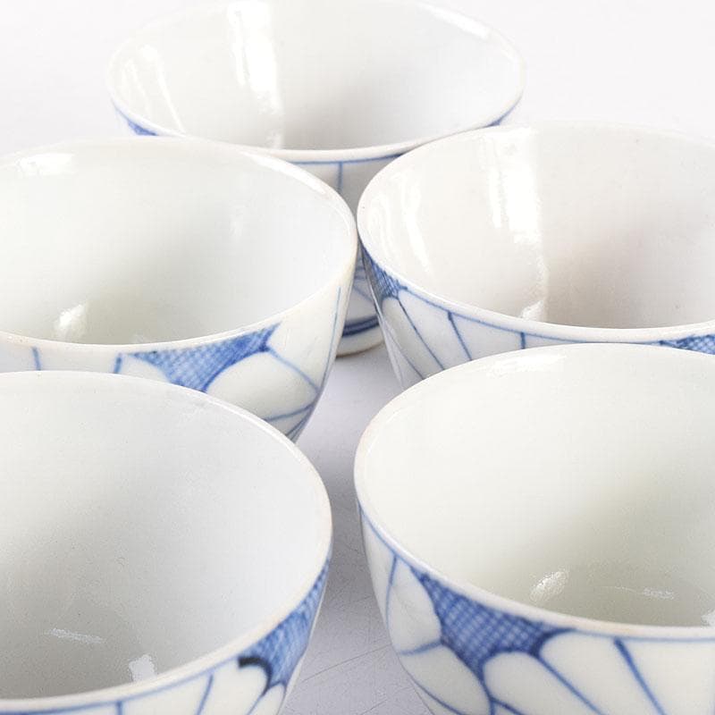 伊万里焼　古伊万里　染付　菊花文　煎茶碗　5客まとめて　C　7960