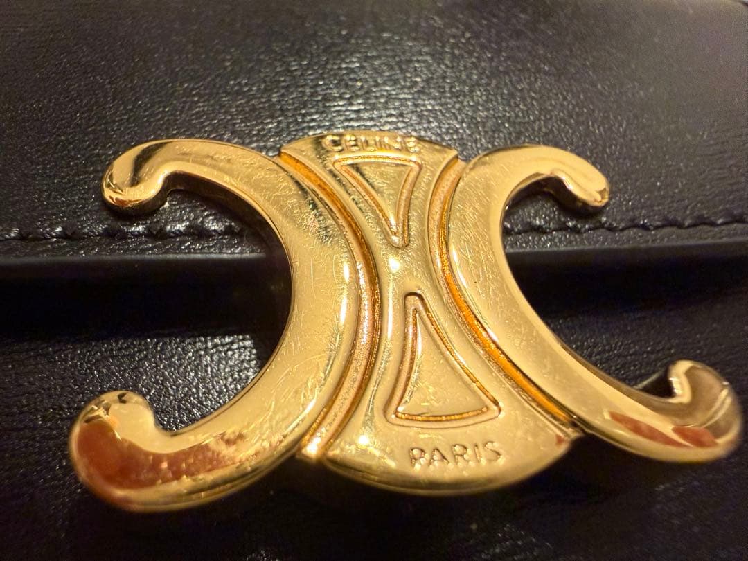 【美品】CELINE トリオンフ ウォレット 三つ折り財布 ブラック