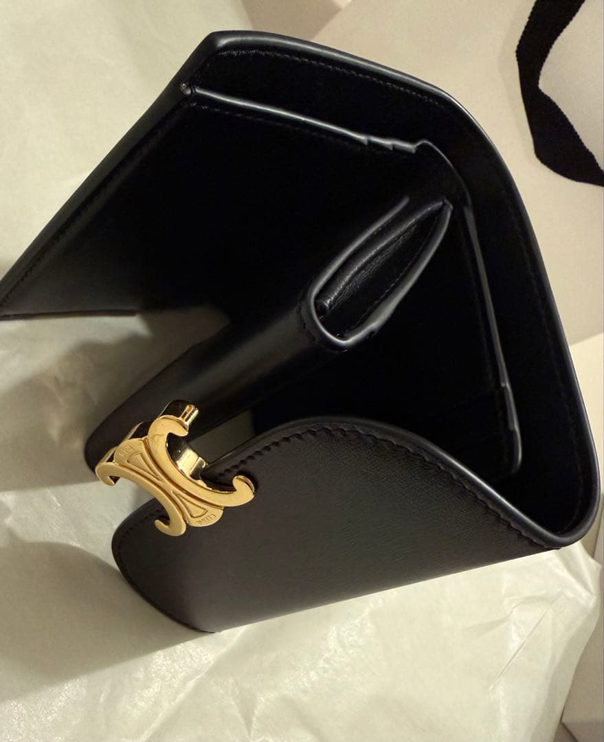 【美品】CELINE トリオンフ ウォレット 三つ折り財布 ブラック