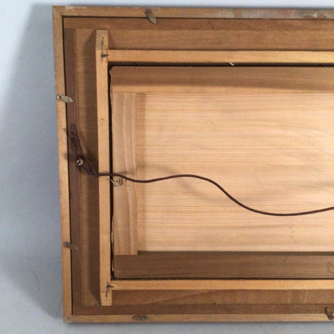 No3885額装　在銘　指水　美人画　燕柄着物　肉筆絹本　日本画　絵画 送料無料