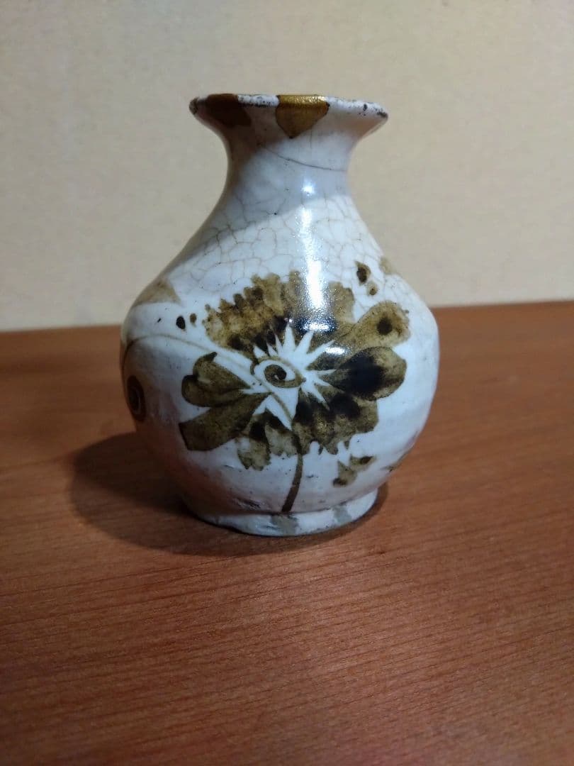 磁州窯 鉄絵 兎福 草花紋 小徳利