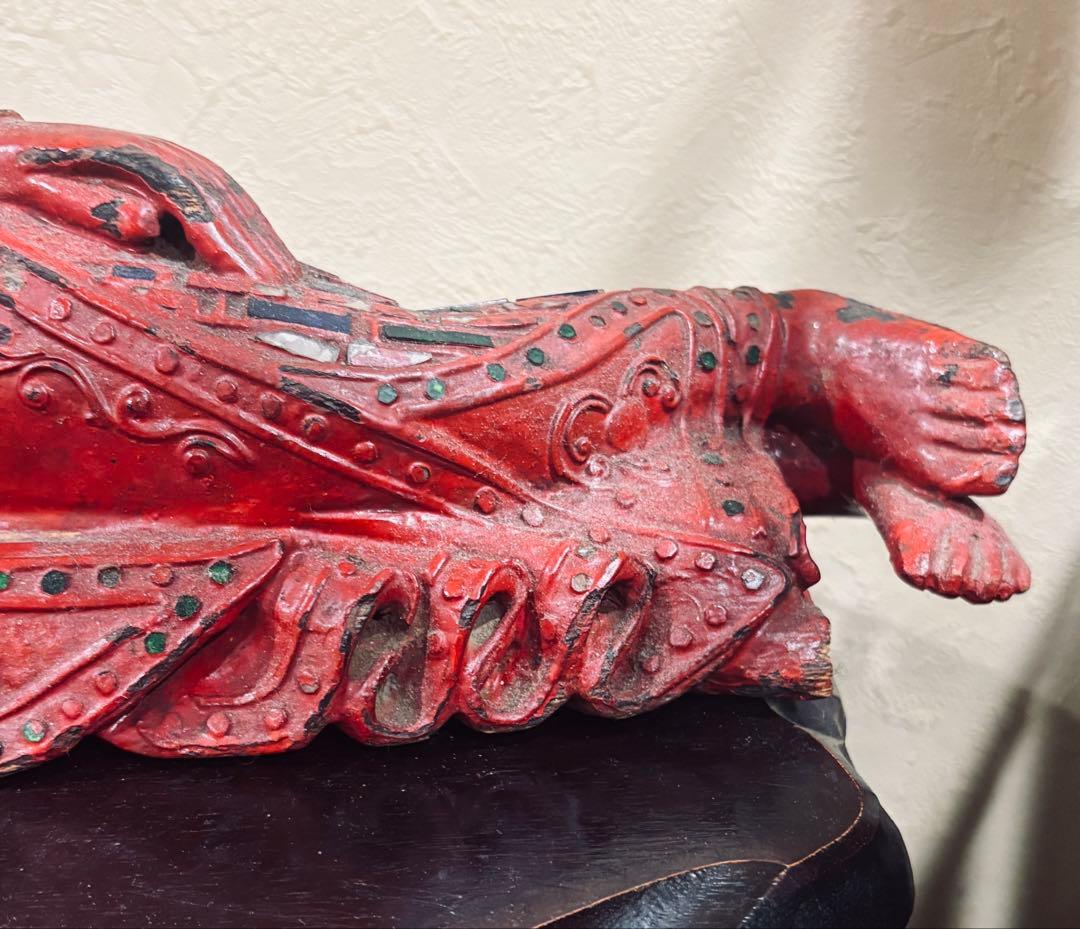 スリーピングブッタ　涅槃 釈迦如来 タイ購入 木彫り 仏像 仏教美術 骨董品