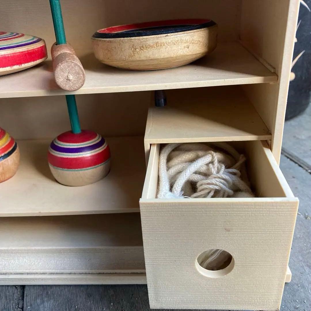 懐かしいサンヨーTV非売品！木製こまセット 収納箱付き