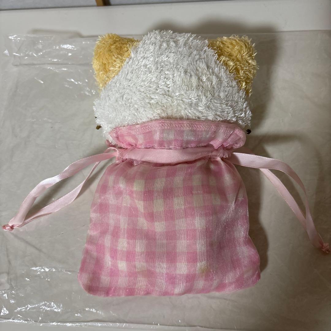 激レア　平成レトロ　マシュマロみたいなふわふわにゃんこ ウィンク 巾着付