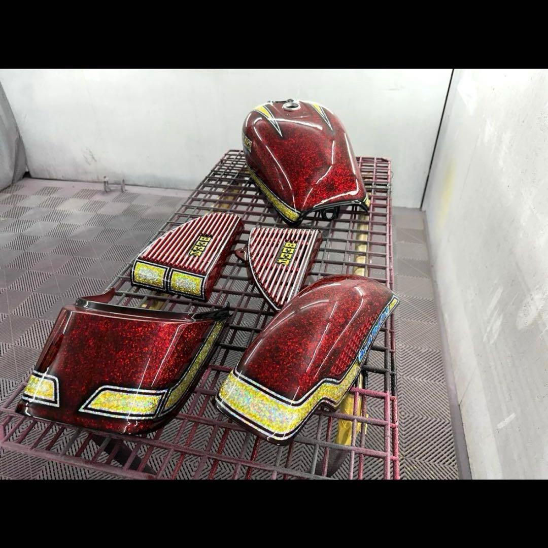 塗りたて！GS400外装セット⭐︎E2ライン激ラメスターレインボーフレークBEET