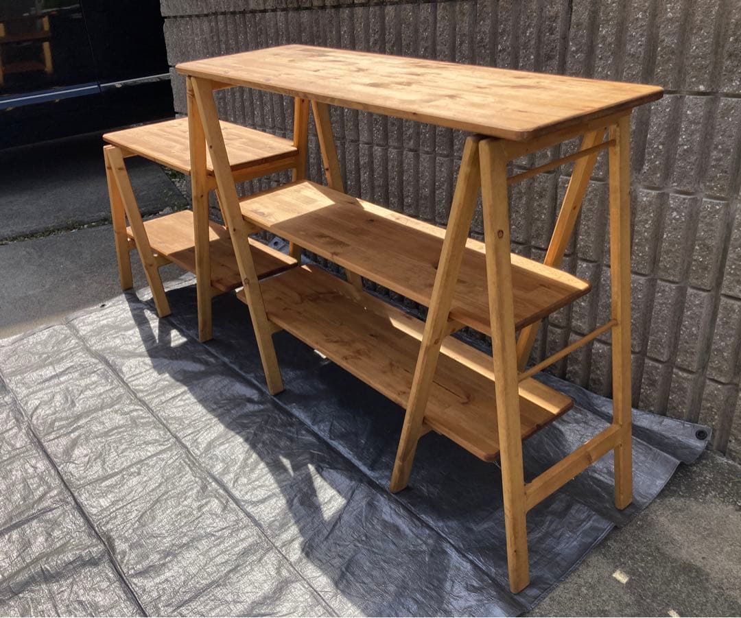 木製キッチンテーブル　キャンプ　アウトドア　ラック