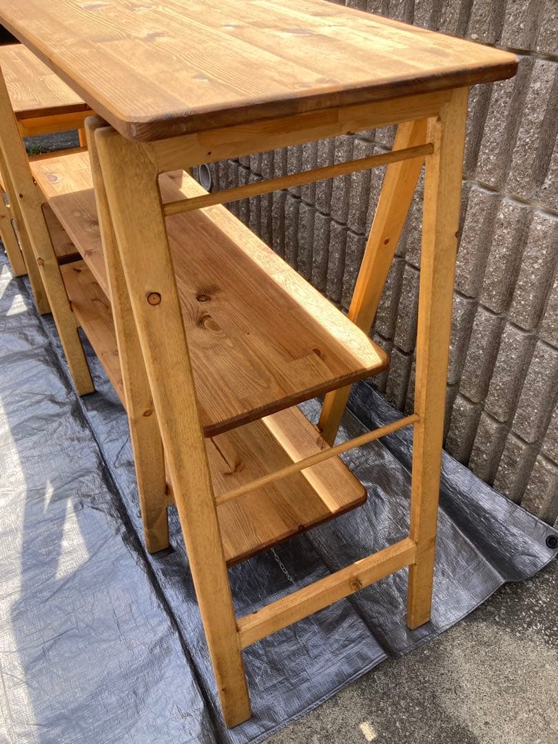 木製キッチンテーブル　キャンプ　アウトドア　ラック