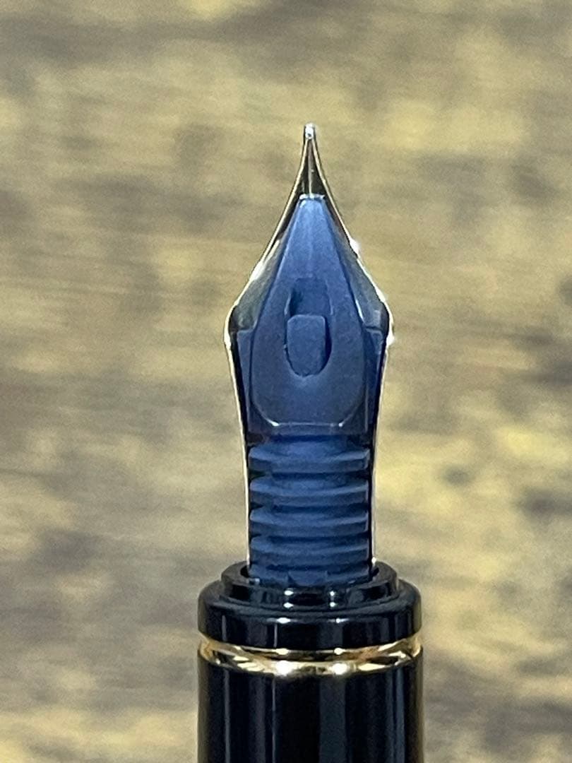 試筆のみ　1995年製　旧型　グランセ　14金　細字　グリーン　マーブル　万年筆