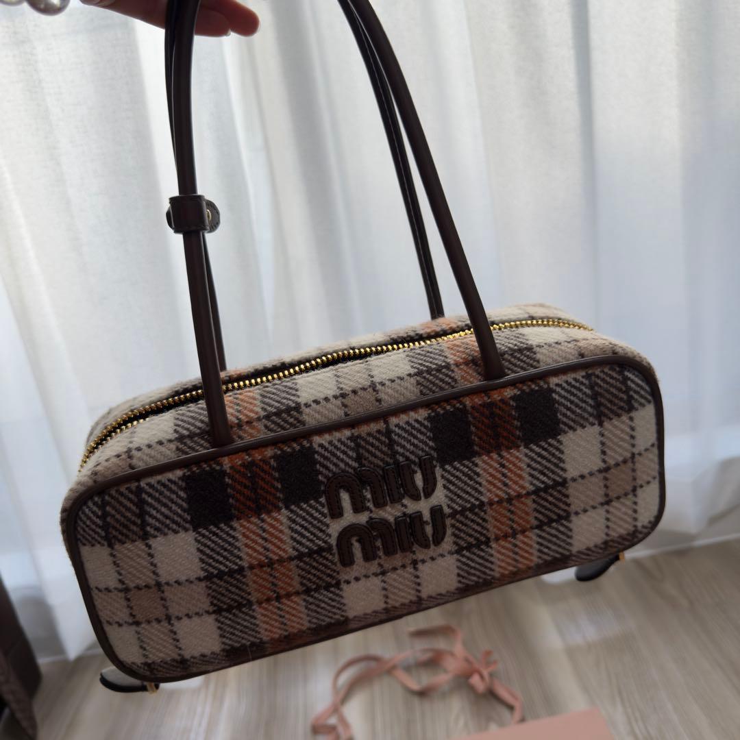 miu miu チェック柄 ハンドバッグ　ボー　ウォニョン