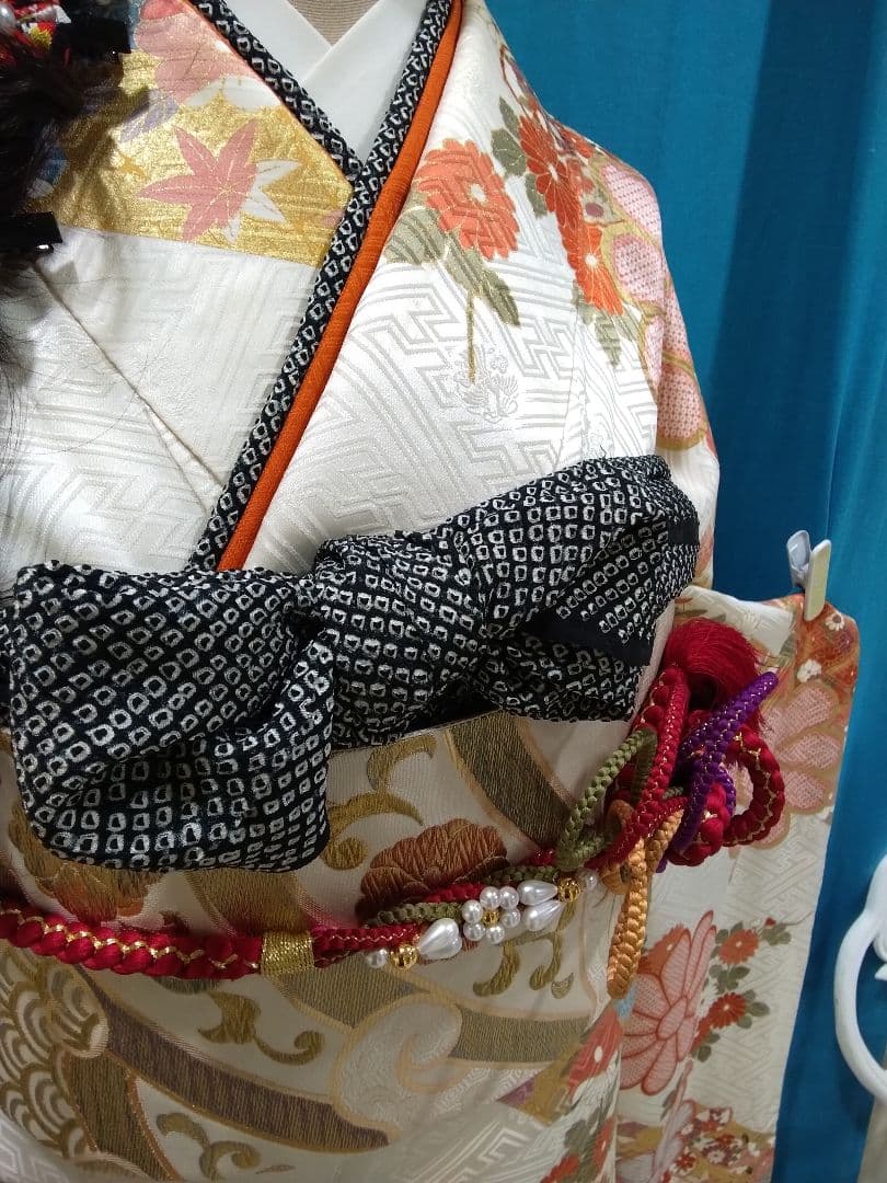 振袖フルセット、三越振袖成人式、重ね衿帯揚げ帯締め、西陣袋帯、襦袢、ガード加工