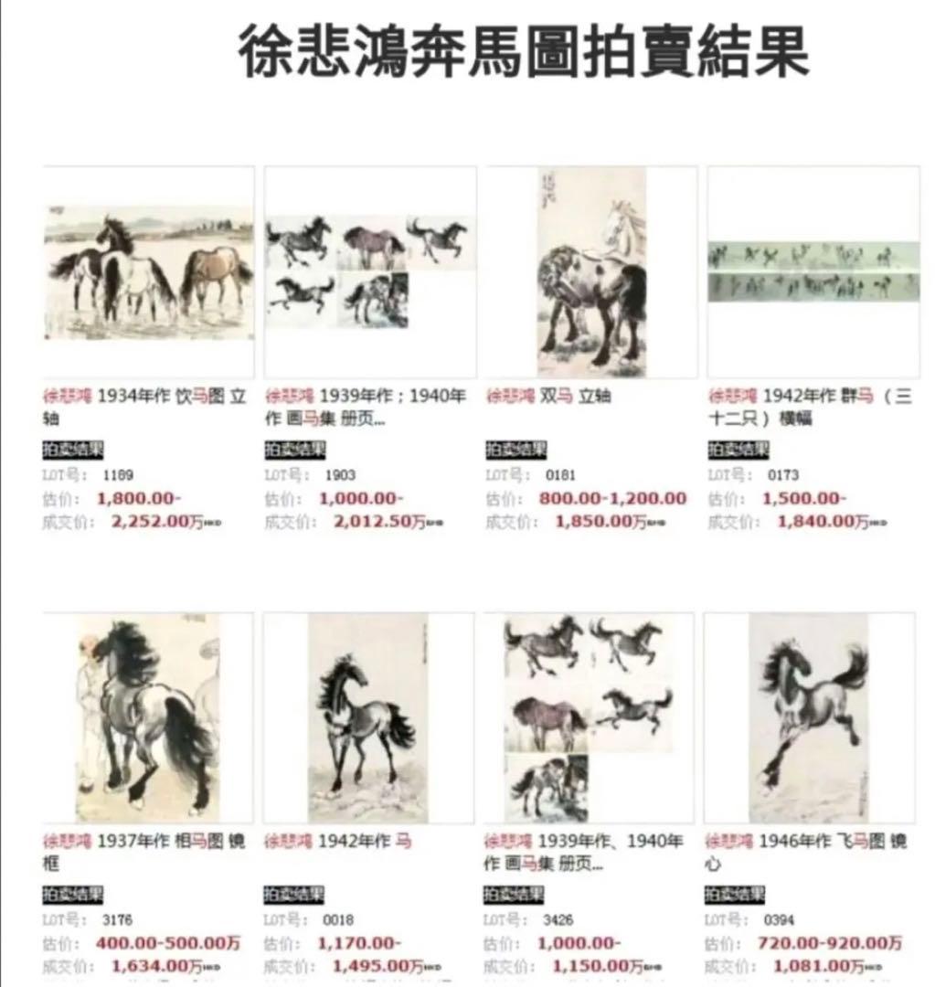 徐悲鴻の肉筆 （駿馬図）名品 中国の骨董品 藏品 。