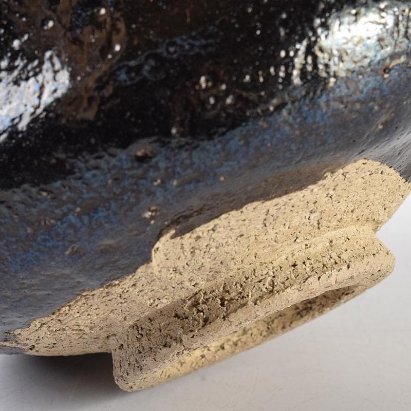 にゅ～まんさん　九代了入作　黒楽茶碗　仕覆付　十代旦入識箱　M　R8522