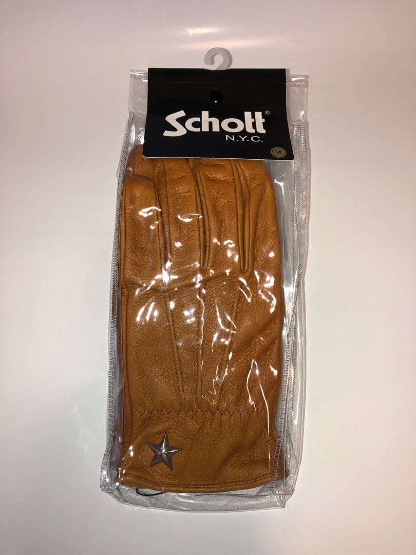 【未使用】Schott レザー グローブ 手袋 Mサイズ キャメル 新品