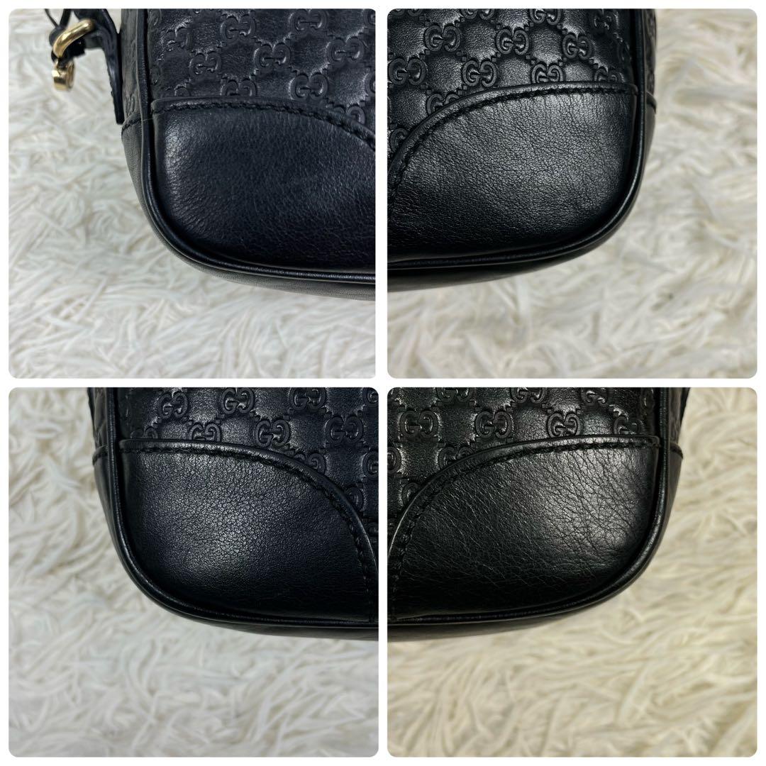 【美品】 GUCCI ショルダーバッグ GG柄 マイクロシマ レザー ブラック