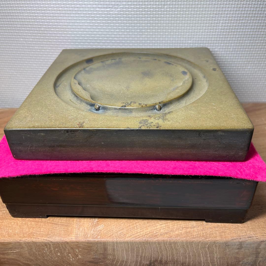 ⭕️澄泥硯　⭕️正方硯　中国　縁起の金運シンボル　ヒキガエル　色合い綺麗