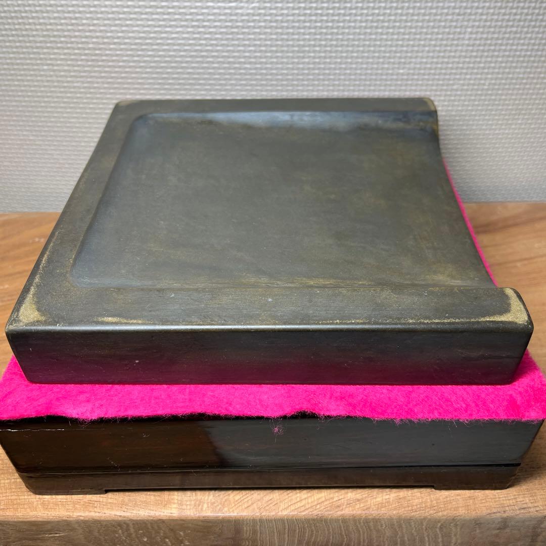 ⭕️澄泥硯　⭕️正方硯　中国　縁起の金運シンボル　ヒキガエル　色合い綺麗