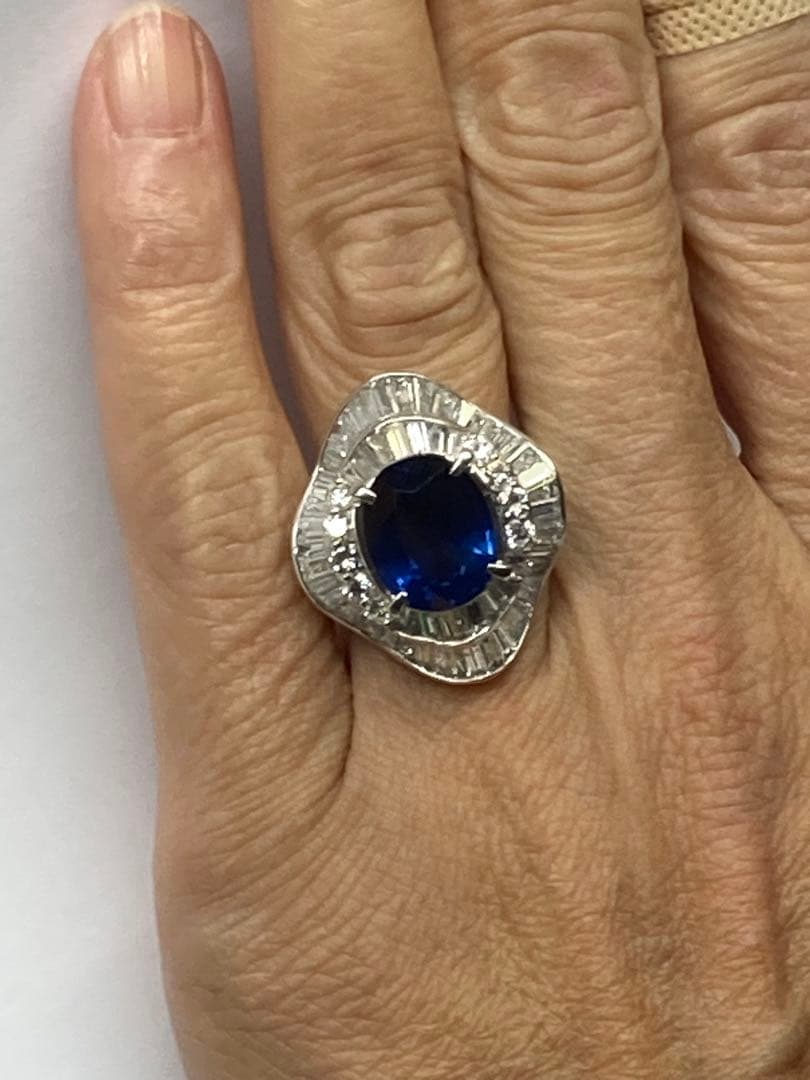 fantasyプラチナ天然サファイア7.45カラットリング