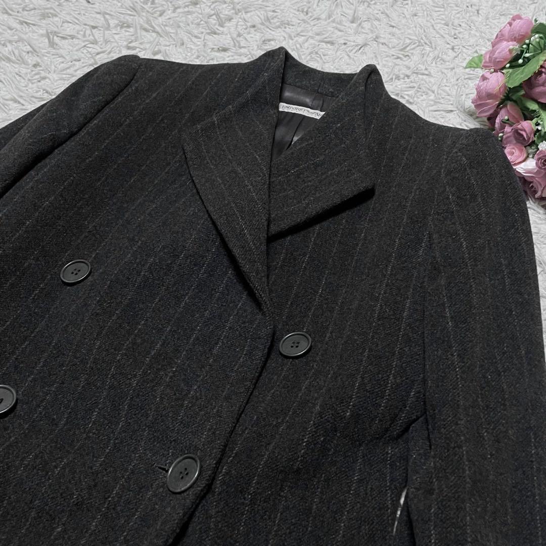 【美品】エンポリオアルマーニ カシミヤ混 チェスターコート グレー Lサイズ