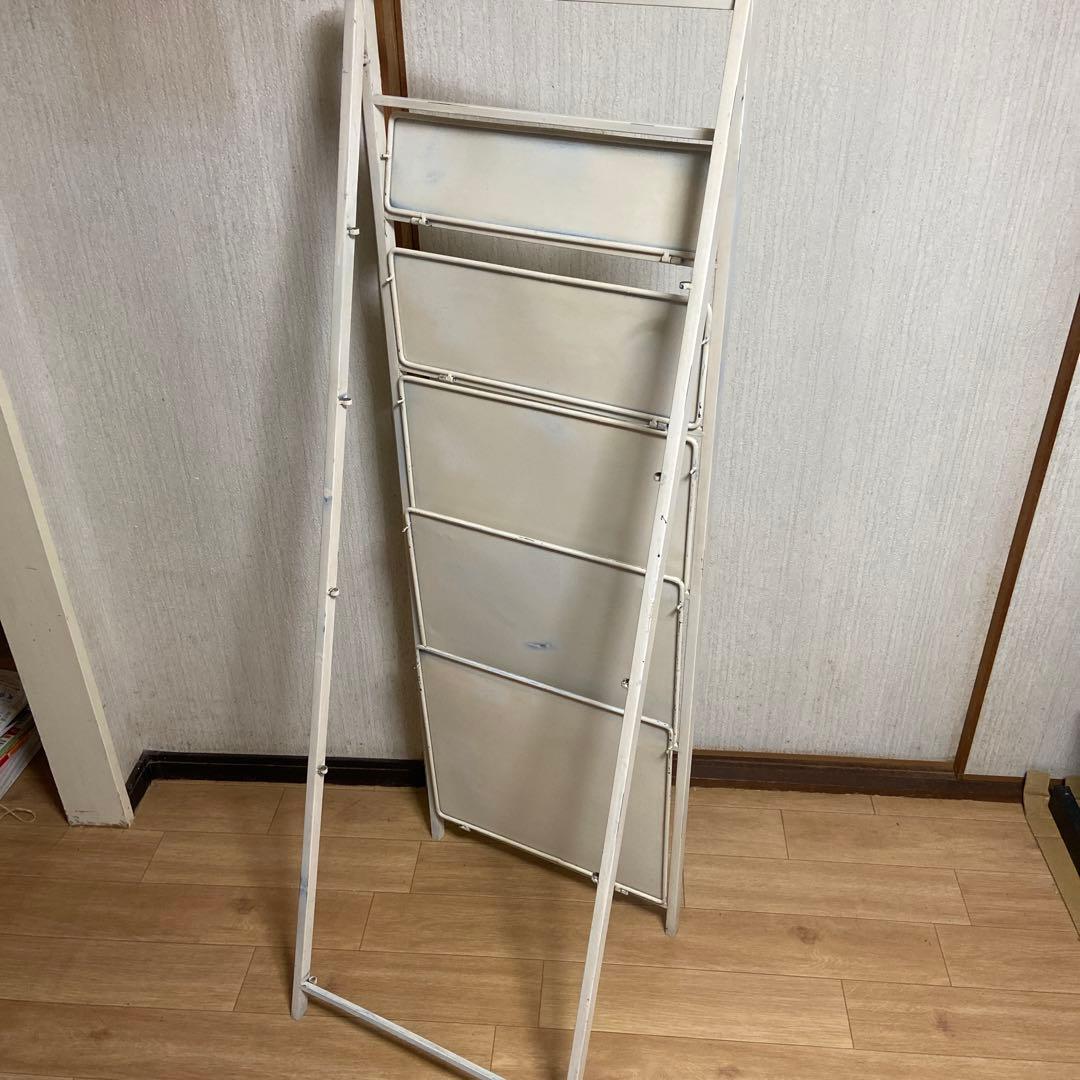 折りたたみ　アイアンラック　シェルフ　アイボリー