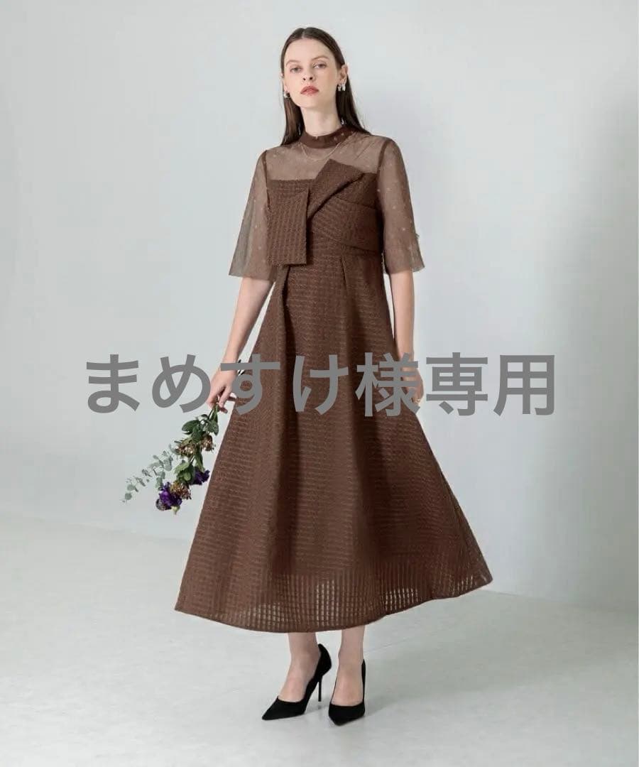 LEJA ビスチェ風切り替えプチハイネック花柄シアーレースワッフル