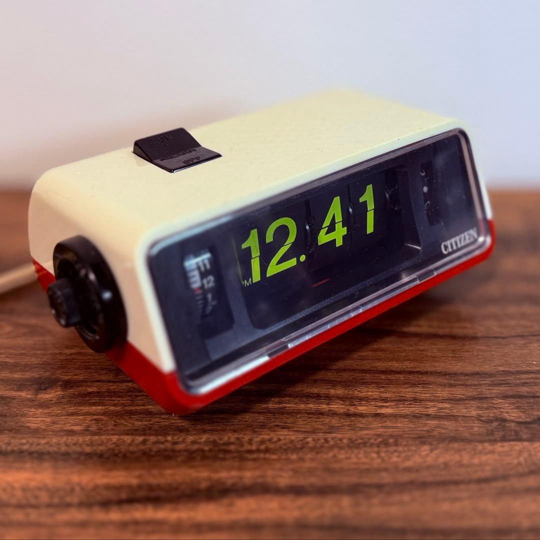 【メンテ済み・動作正常】CITIZENパタパタ時計 ハイリーフ・カーチス赤白