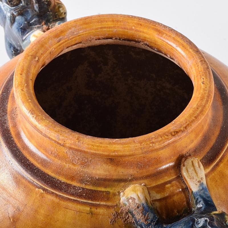 中国　唐三彩　獅子取手　獅子口　執壷　水注　V　R8340B