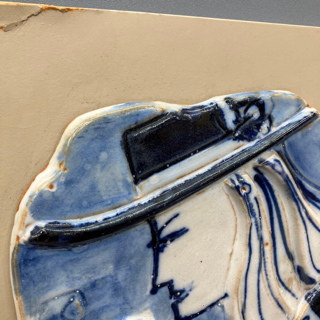 希少 加藤工芸 KATO KOGEI 陶板画 壁掛け CERAM 手描き ブルー