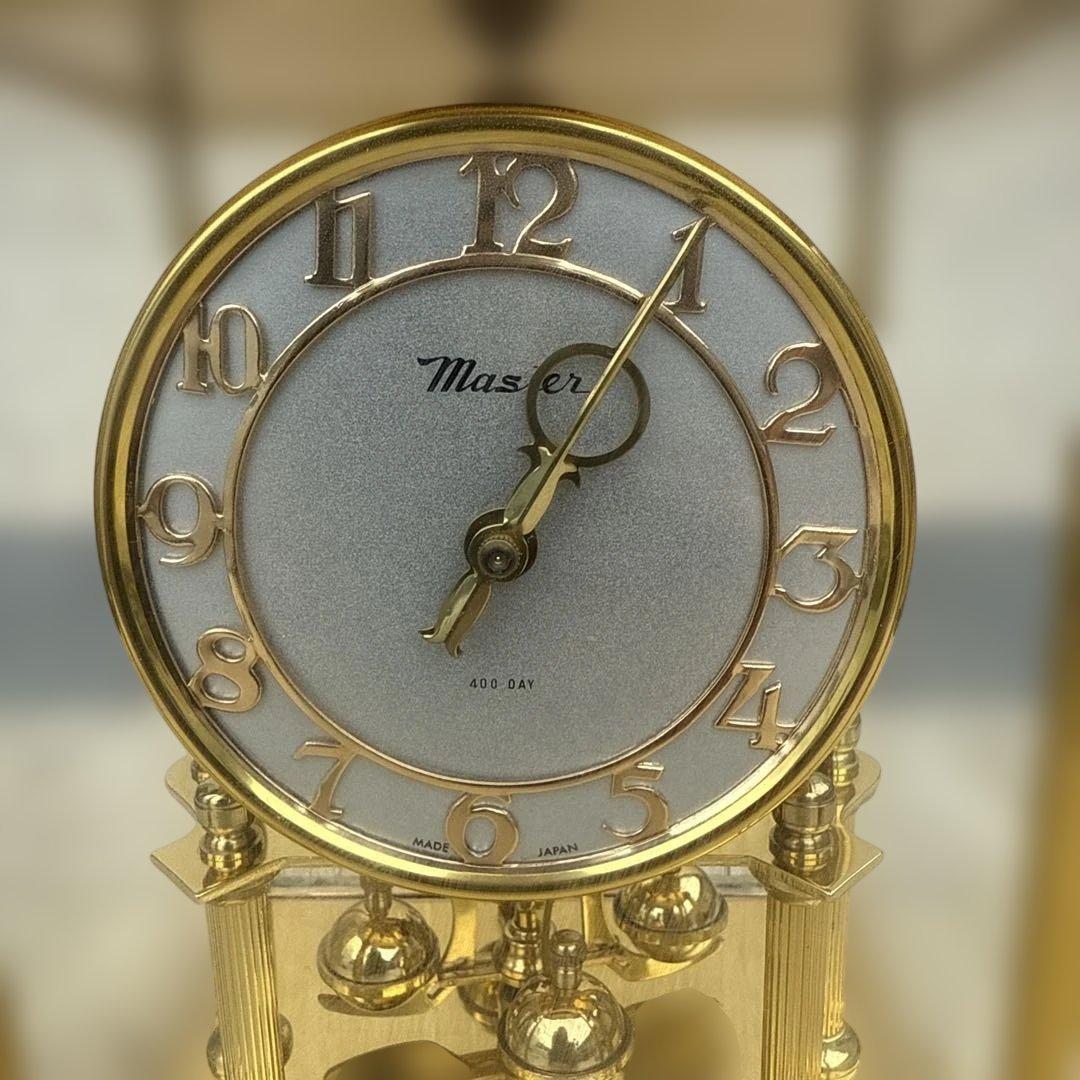 Master 400-Day 置時計 ガラス製 金色　ゼンマイ巻き式　レトロ