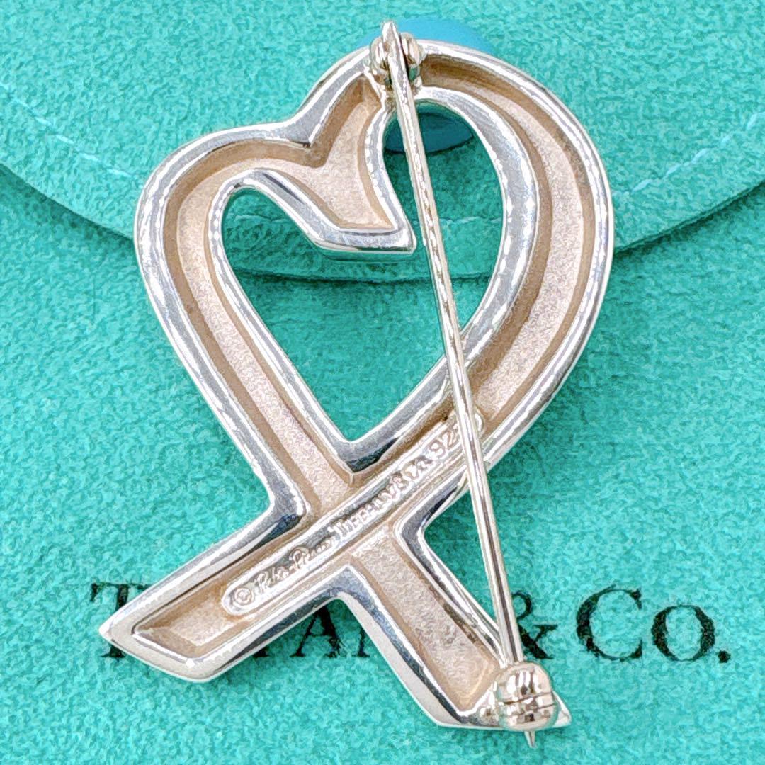 極美品 オールドティファニー ラビングハート ブローチ シルバー925