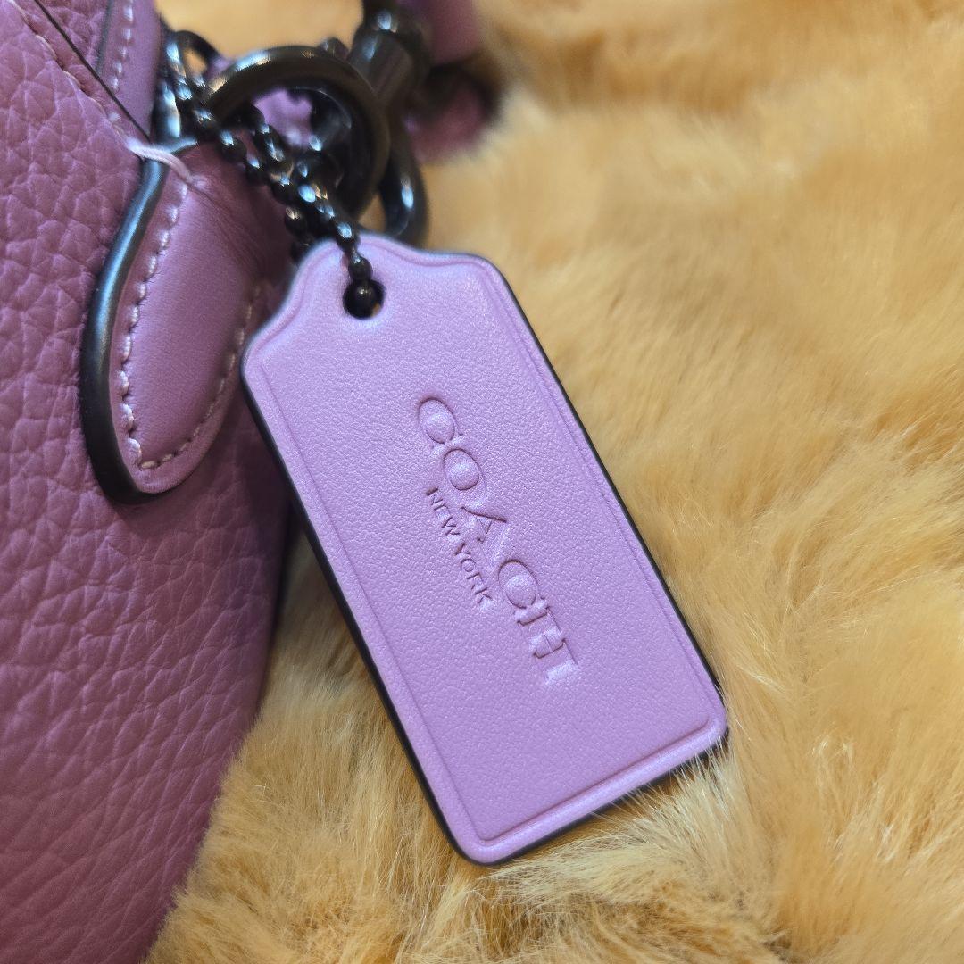 COACH パープルレザーショルダーバッグ