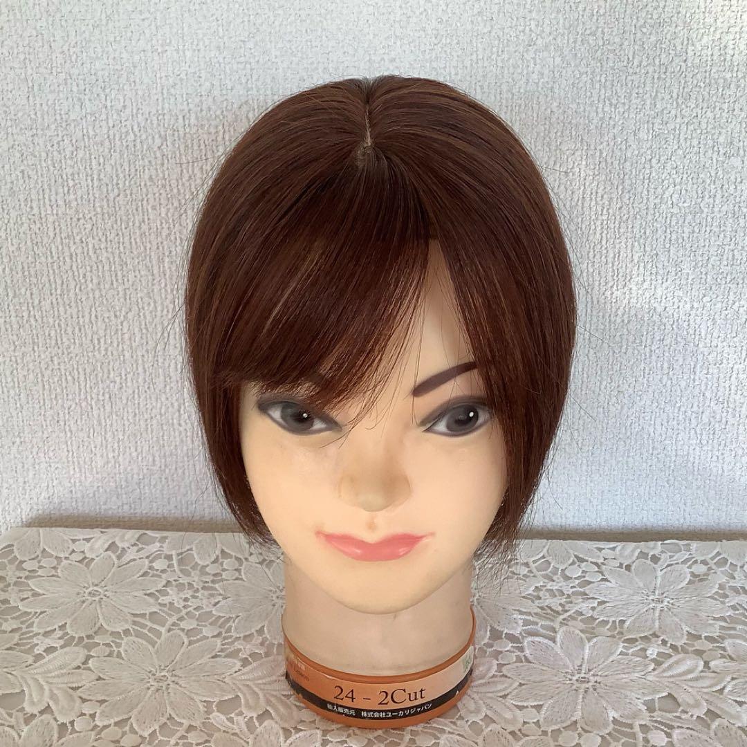 人毛100% 総￼手植 医療用部分ウィッグ ヘアピース ダークブラウンブラック