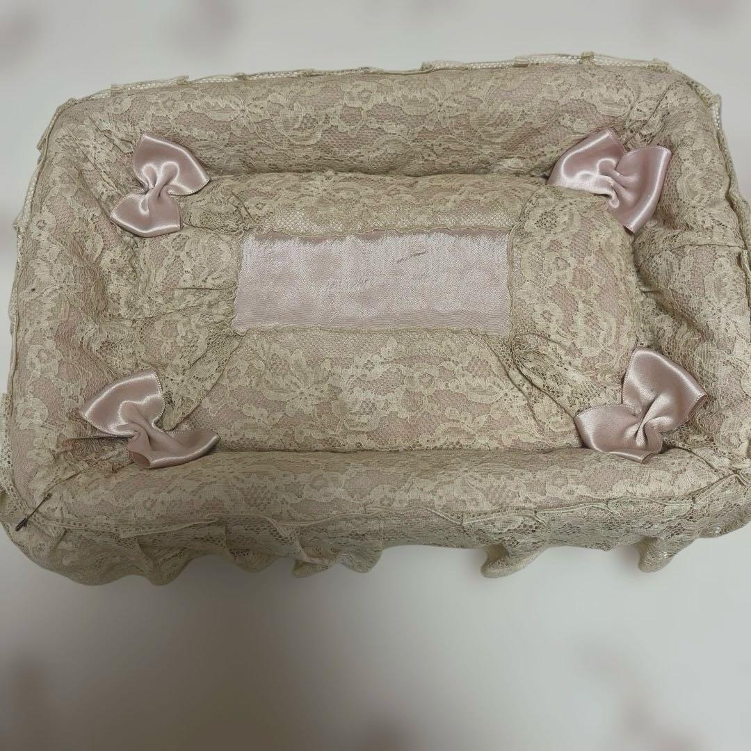 海外作家様♡アンティークレースカゴ装飾ドールベッド