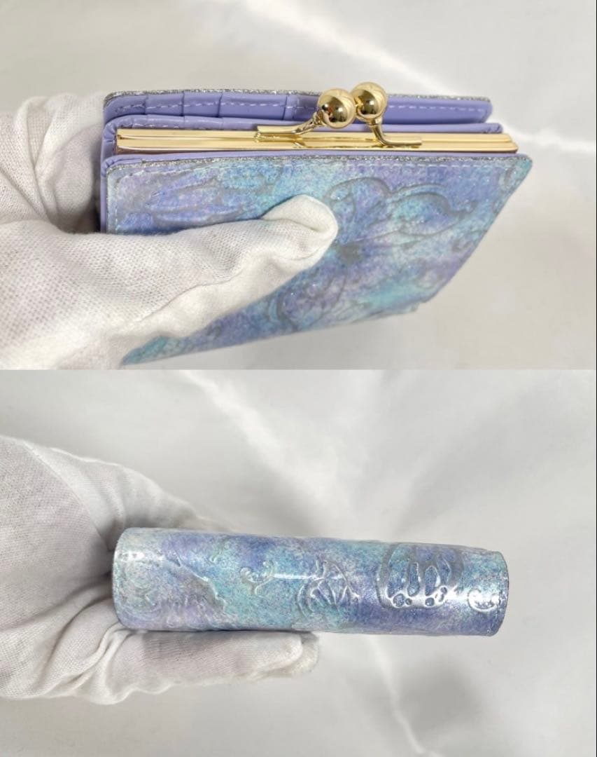 未使用 ANNA SUI アナスイ 二つ折り財布 がま口 パピヨン 蝶 エナメル