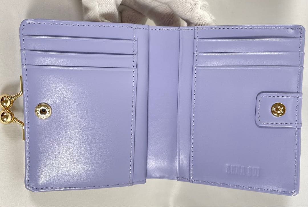 未使用 ANNA SUI アナスイ 二つ折り財布 がま口 パピヨン 蝶 エナメル