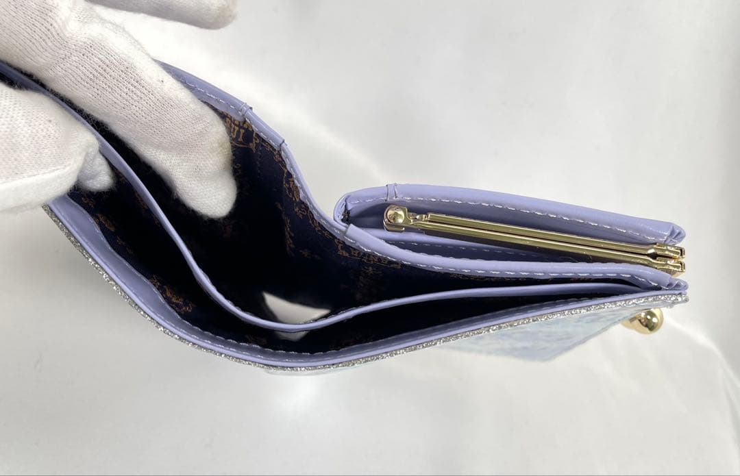 未使用 ANNA SUI アナスイ 二つ折り財布 がま口 パピヨン 蝶 エナメル