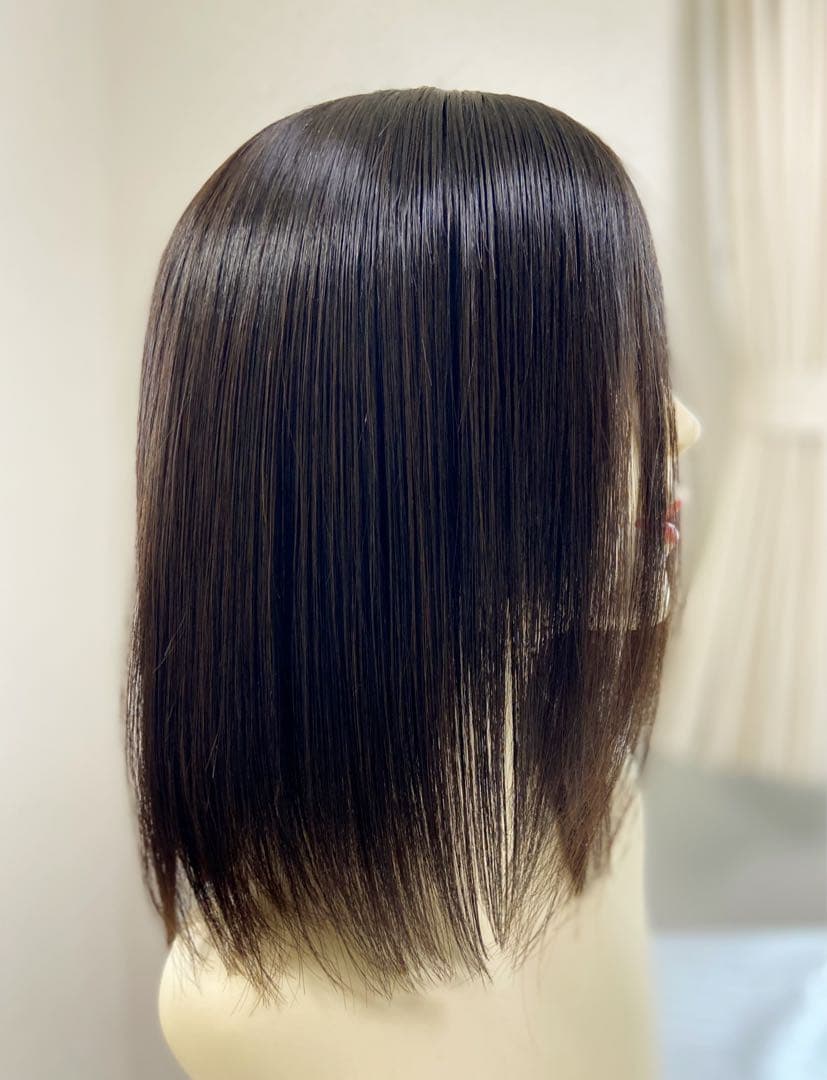 高級レミー人毛100% 【総手植えM】自然な黒　フルウィッグ　シルクスキン医療用