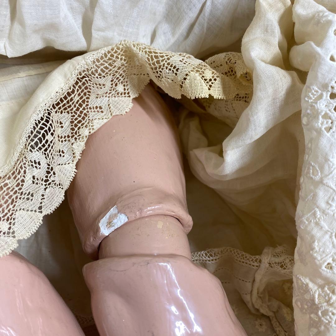 ドイツ製　アンティーク　ビスクドール　ブルースリープアイ　オープンマウス首裏に銘