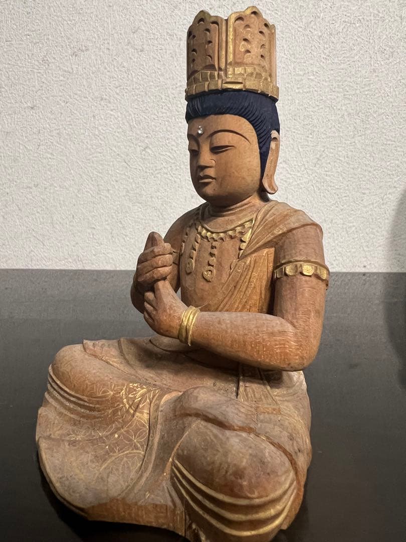 金剛界 大日如来坐像 念持仏 木彫 彩色 截金 仏像 仏教美術 骨董 古美術