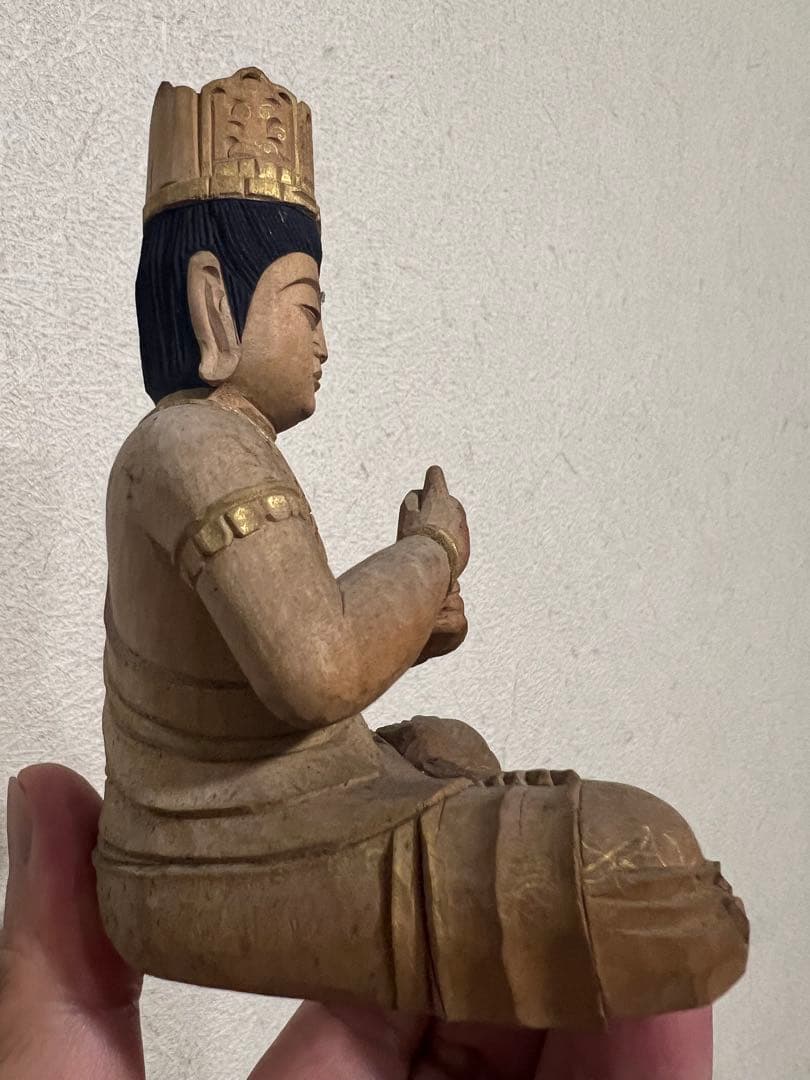 金剛界 大日如来坐像 念持仏 木彫 彩色 截金 仏像 仏教美術 骨董 古美術