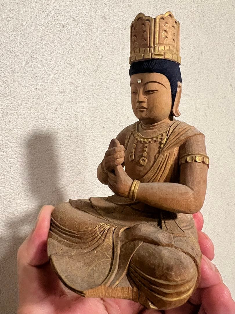 金剛界 大日如来坐像 念持仏 木彫 彩色 截金 仏像 仏教美術 骨董 古美術