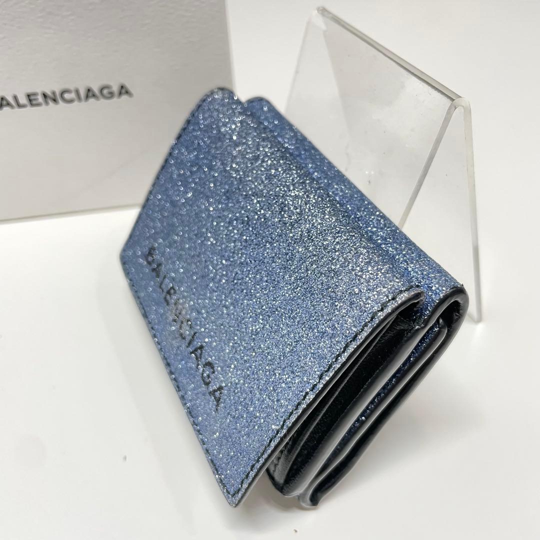 も*☆様 BALENCIAGA グリッターシルバー 三つ折り財布