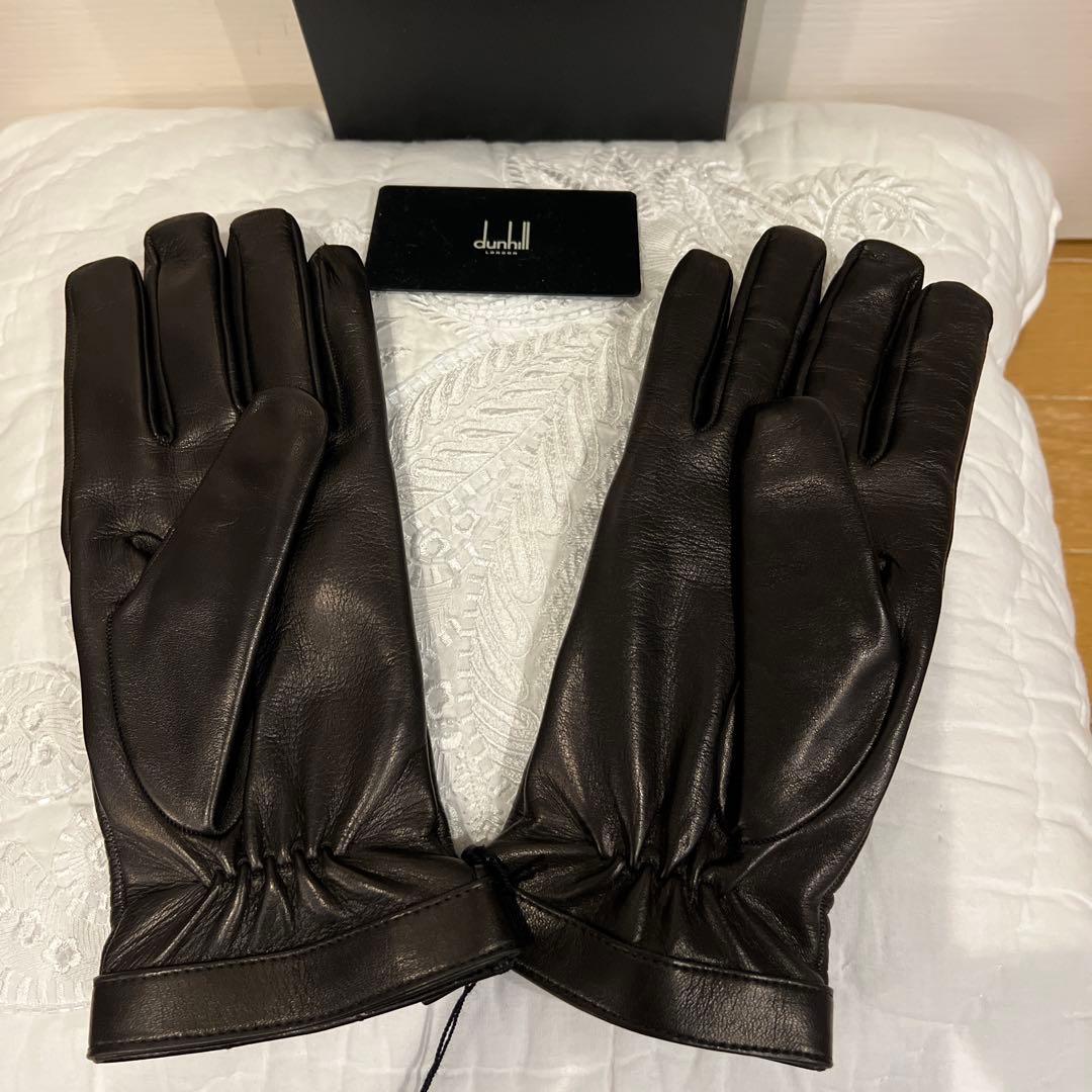 未使用　ダンヒル　最高級レザー手袋　カシミヤ100 黒　8.5サイズ