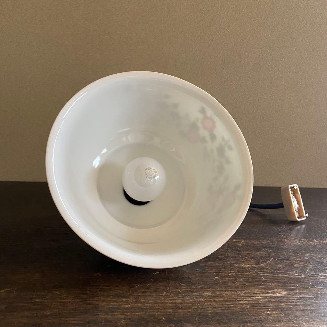 アンティーク照明　電笠　花柄絵付　磁器シェード　ペンダントライト