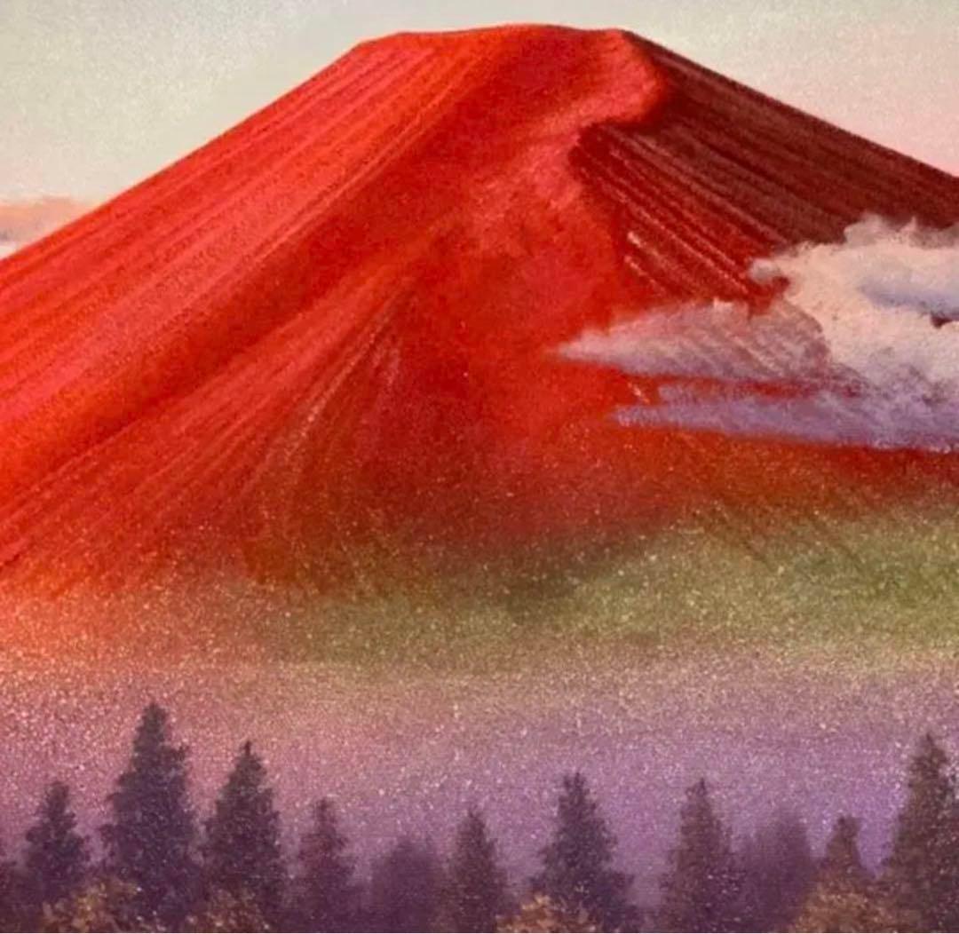 絵画・額縁・油絵・徳田春邦・新品未使用・F6号・赤富士・美術品・インテリア・雑貨