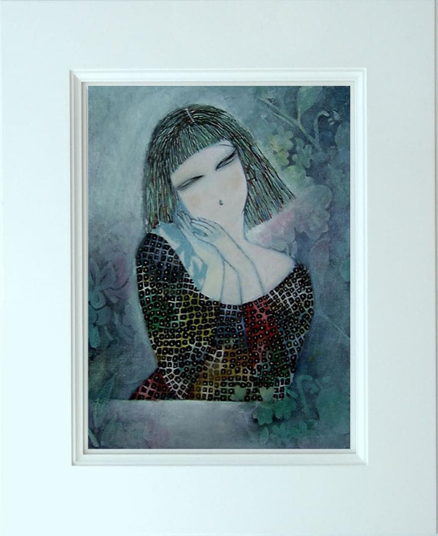 油絵 菅家令子 絵 絵画 インテリア 額付(白) F6-72023 人物 女性像