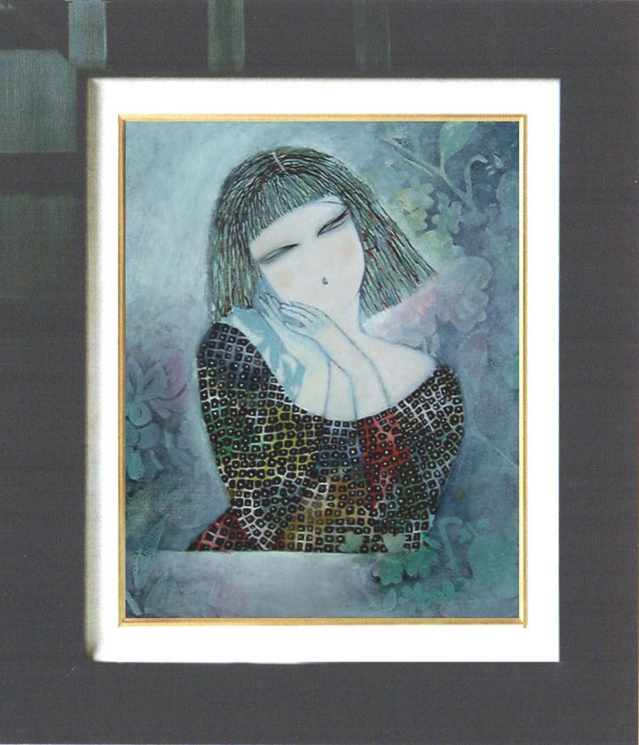 油絵 菅家令子 絵 絵画 インテリア 額付(白) F6-72023 人物 女性像